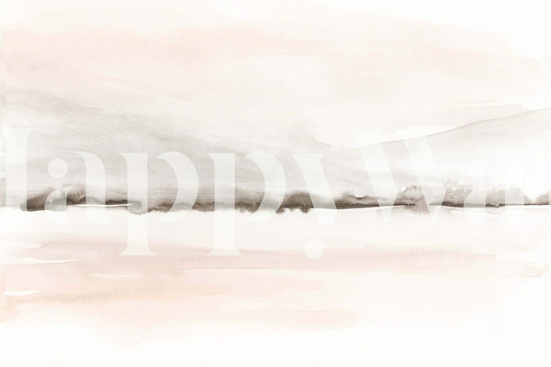 Abstract zacht koraal en grijze bergmuurschildering voor een rustige sfeer