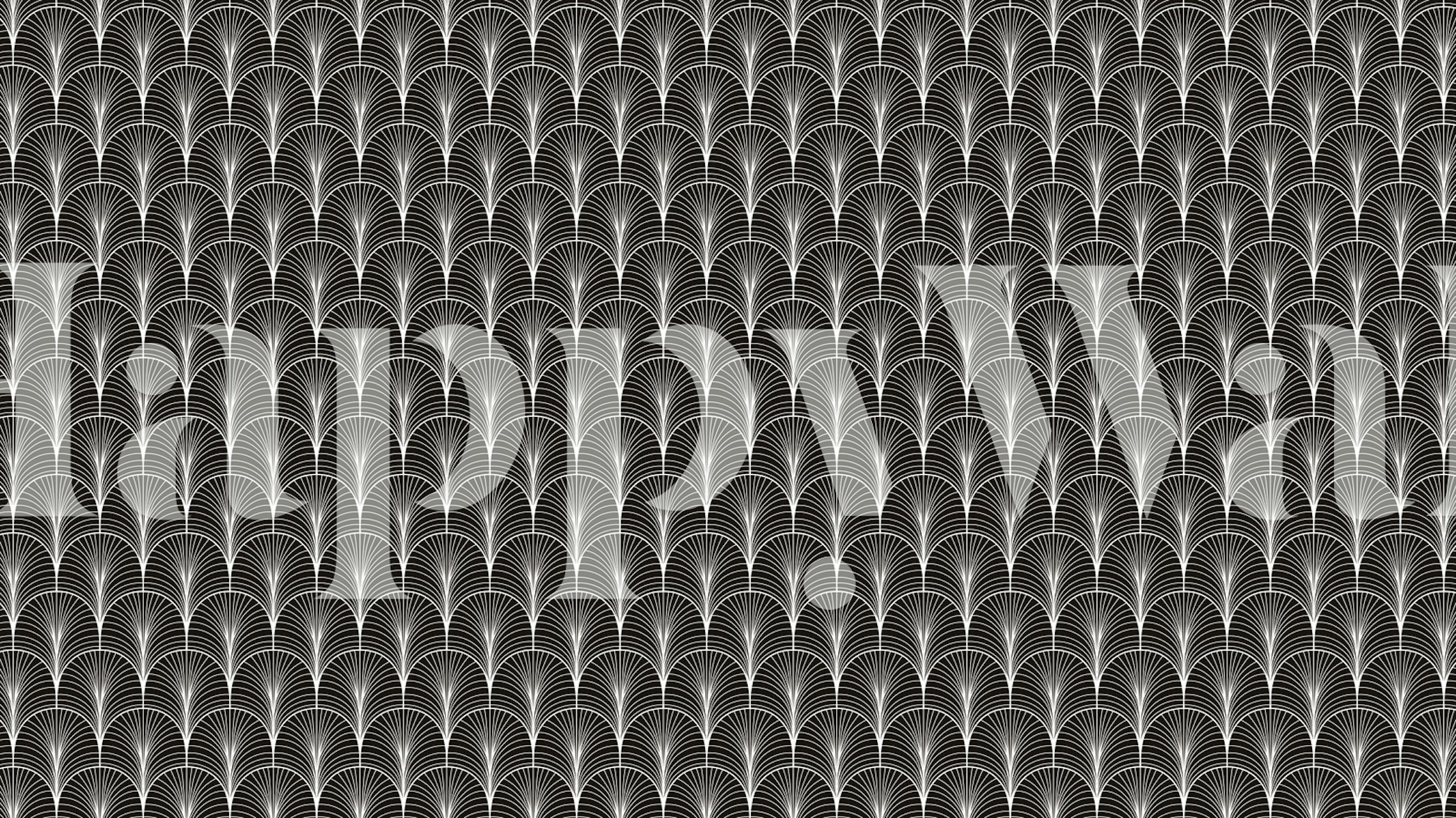 Black and white geometric fan pattern wallpaper