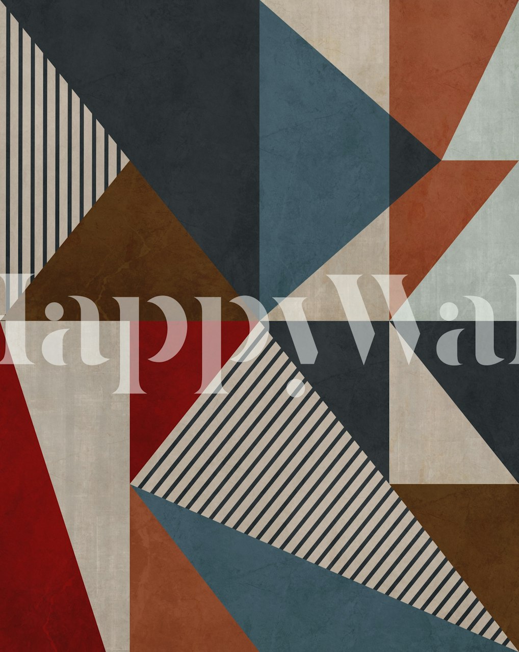 Αφηρημένο Geometric with Triangles 21 τοίχο με τρίγωνα σε μπλε, καφέ και πορτοκαλί αποχρώσεις από το happywall.com.