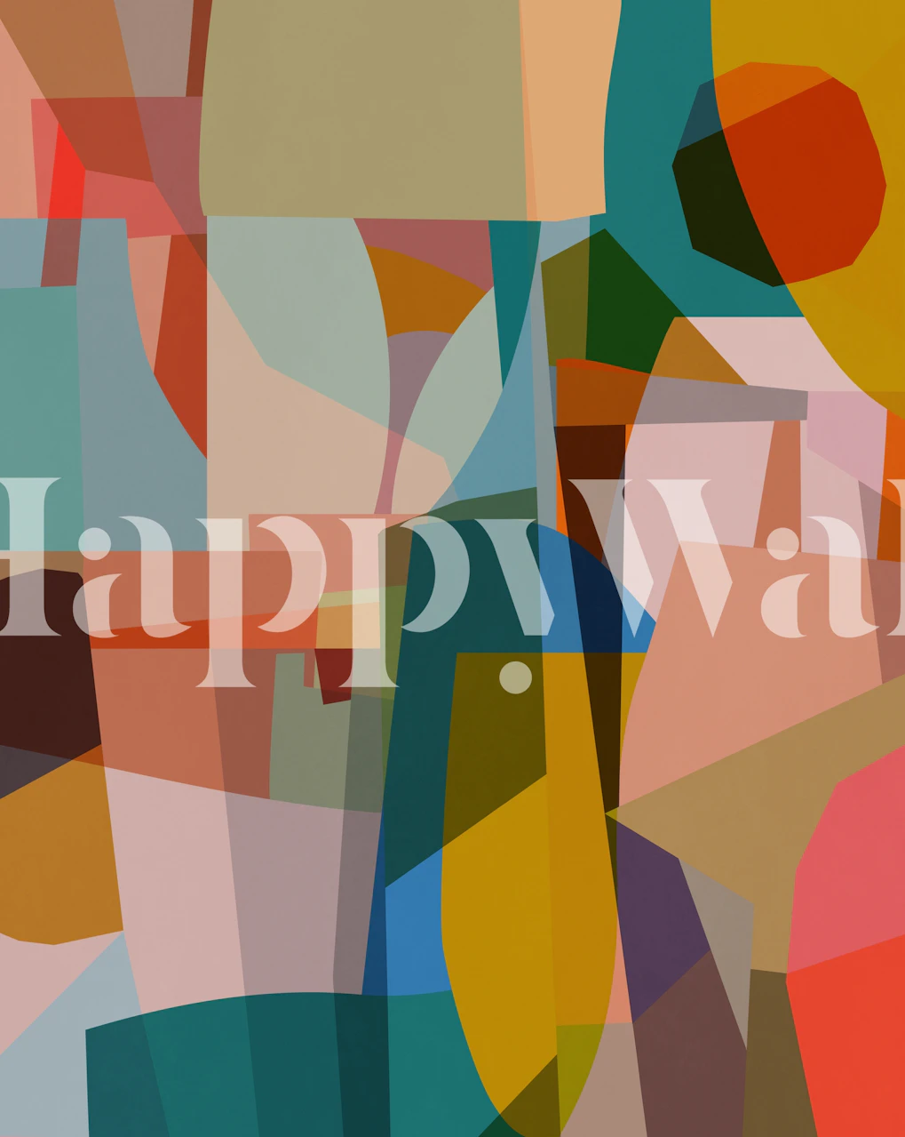 Colorful abstract geometric shapes in various hues wallpaper
