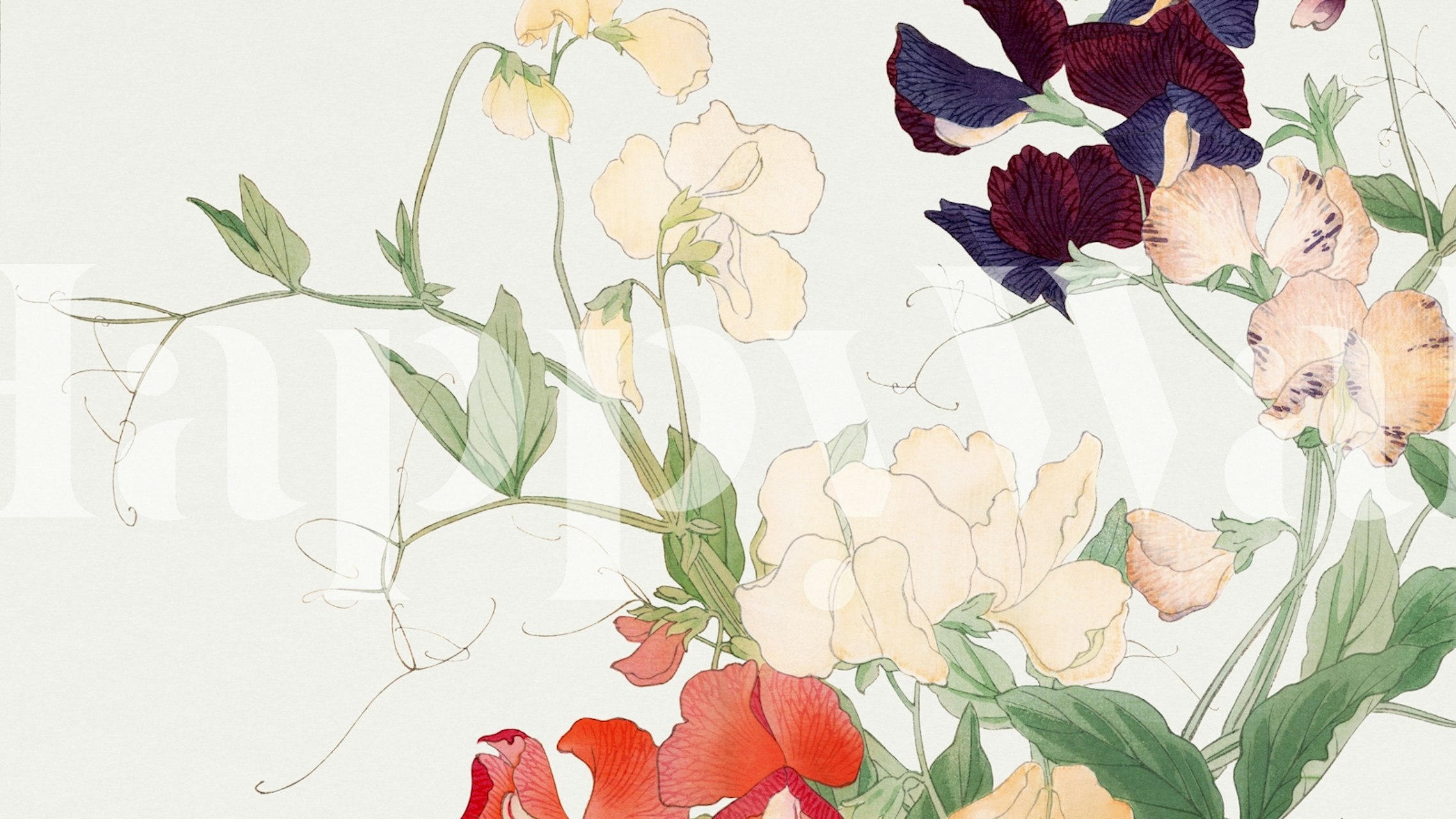 Vintage Romance Flower Floral wallpaper in a room