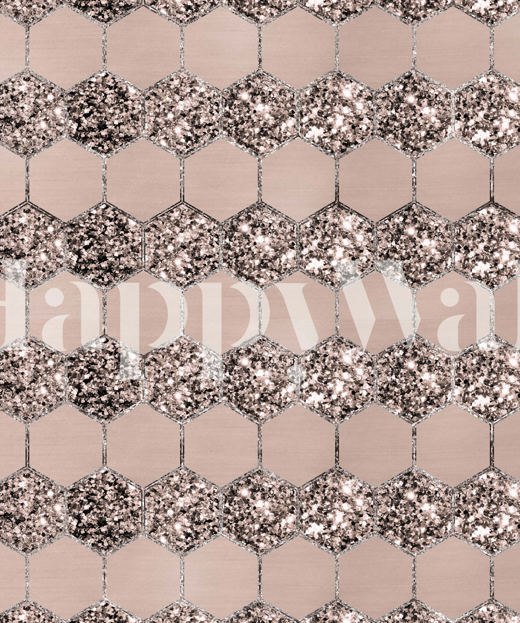 Blush Hexagon Glitter Glam wallpaper in a room