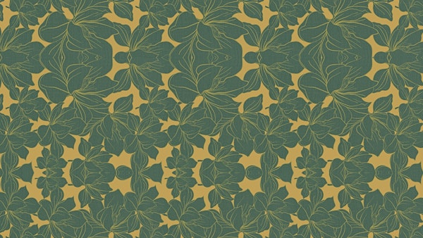 Green Fantasy Flowers on Gold