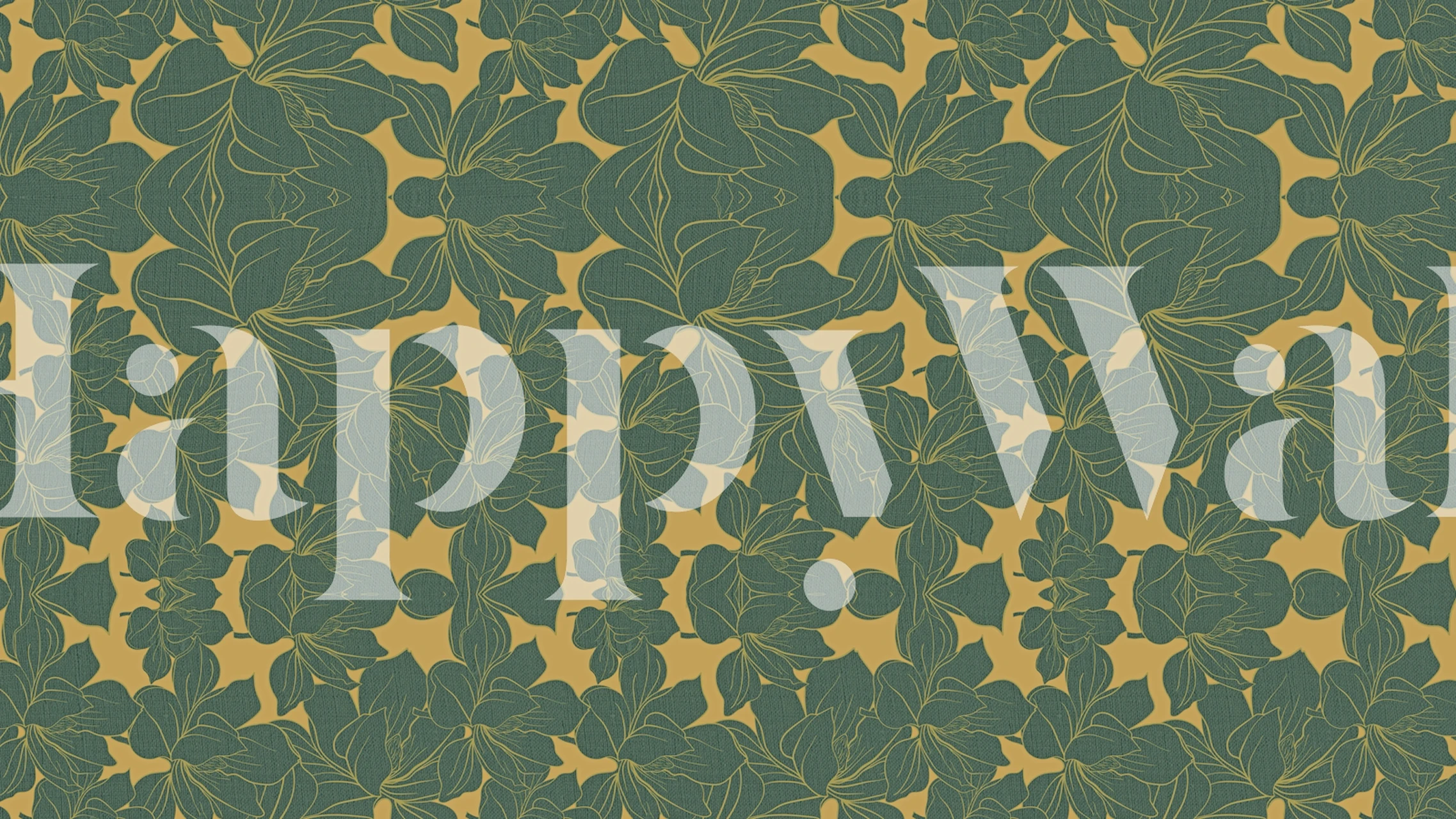 Green floral wallpaper with gold background