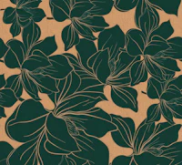 Green Fantasy Flowers on Gold wallpaper