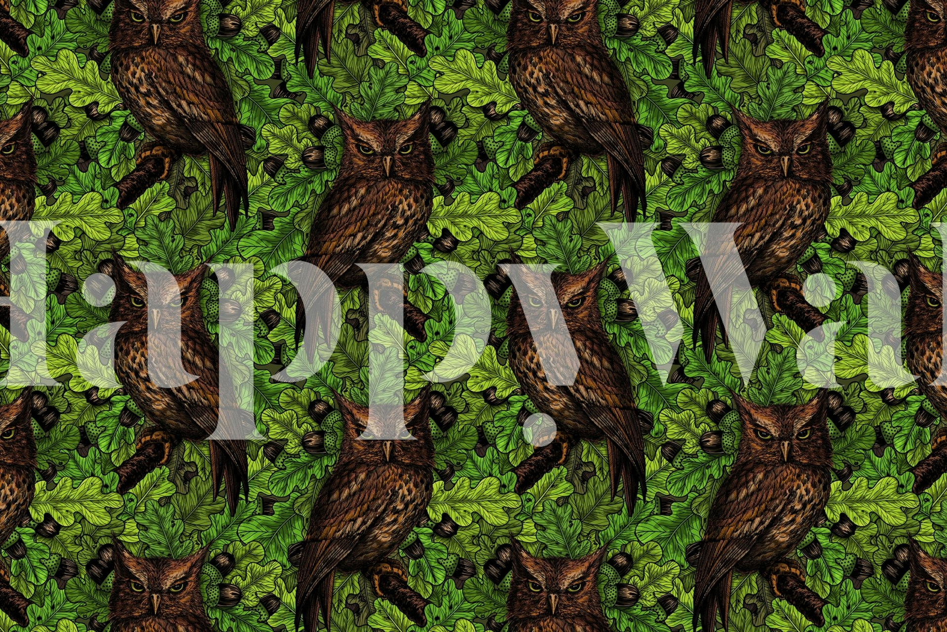 Owls in the oak tree tapet i et rom