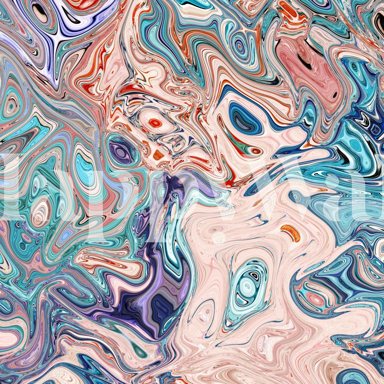 Abstract swirls in pink, blue, and purple tones wallpaper
