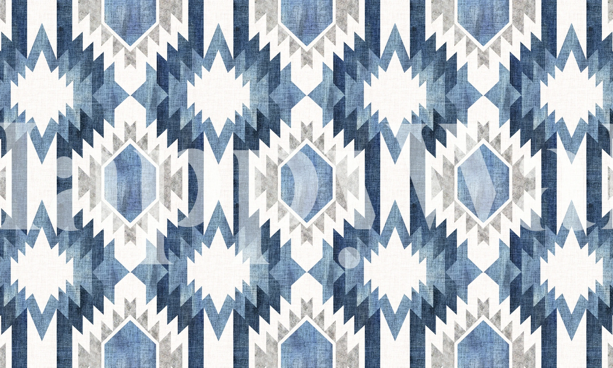Blue and white geometric wallpaper design