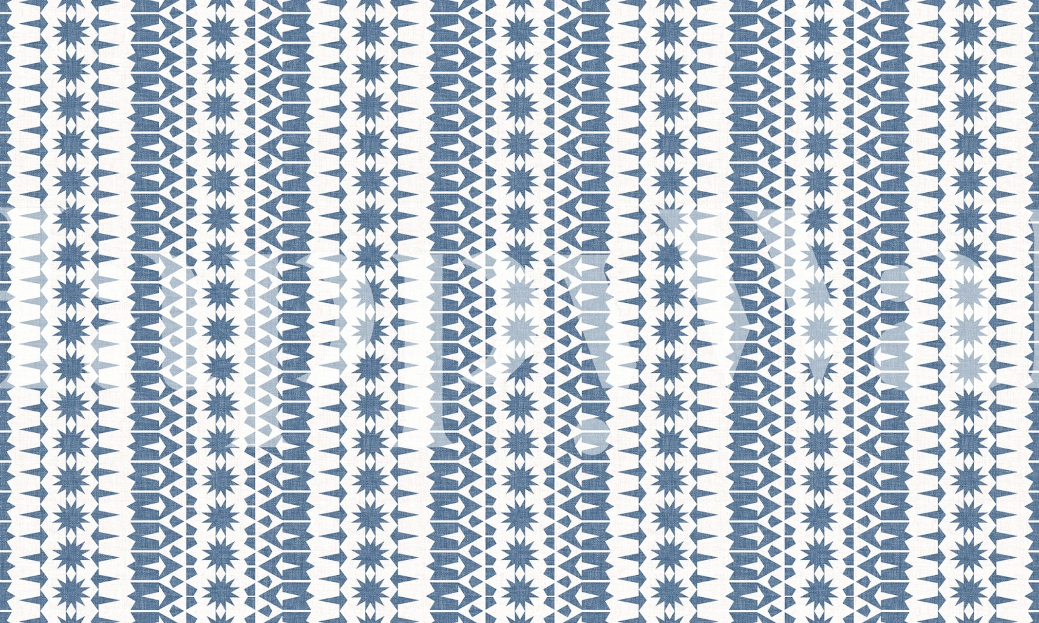 Geometric patterns in blue on white background wallpaper