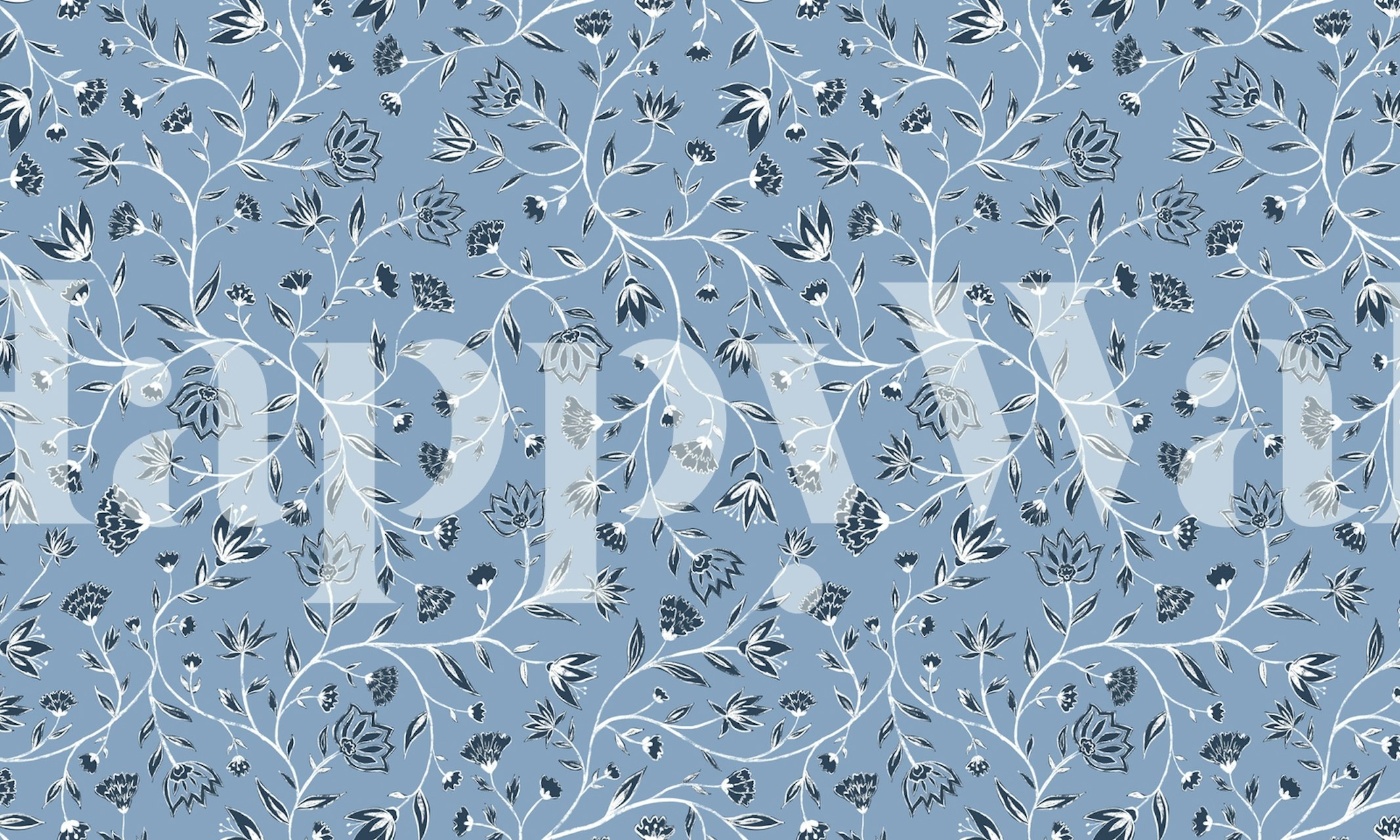 Innessa Floral Denim Tapete in einem Raum