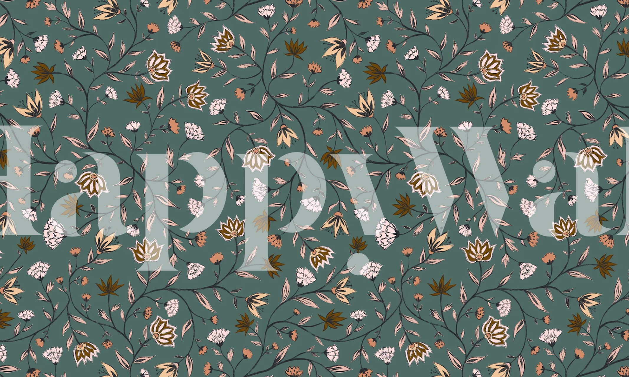 Innessa Floral Ivy tapet visad i ett rum