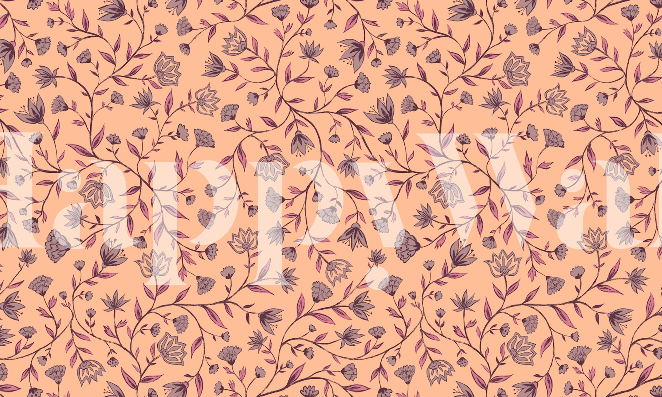 Innessa Floral Rosewood wallpaper in a room