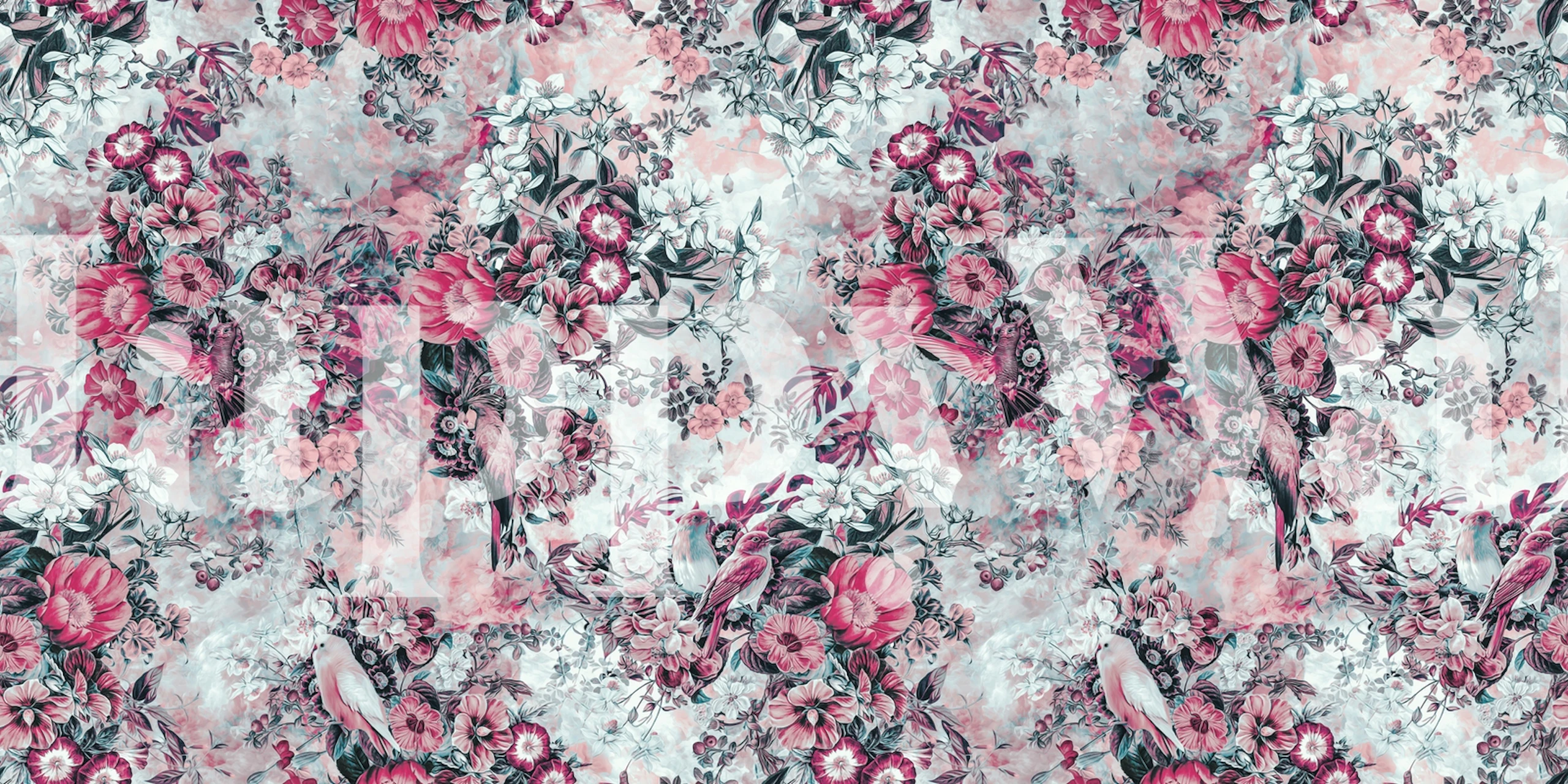 Kleurige Birds in flowers behangontwerp