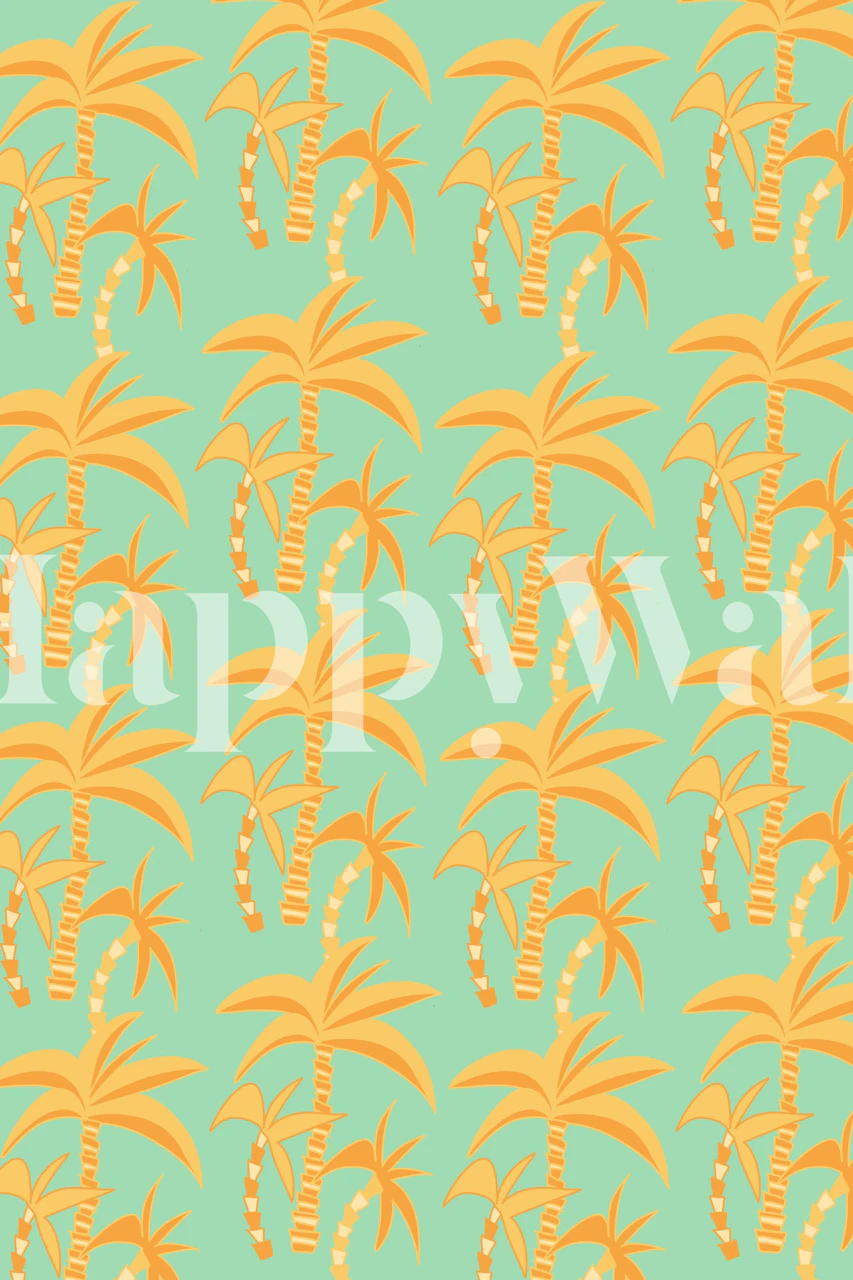 Retro palm wallpaper design in a room