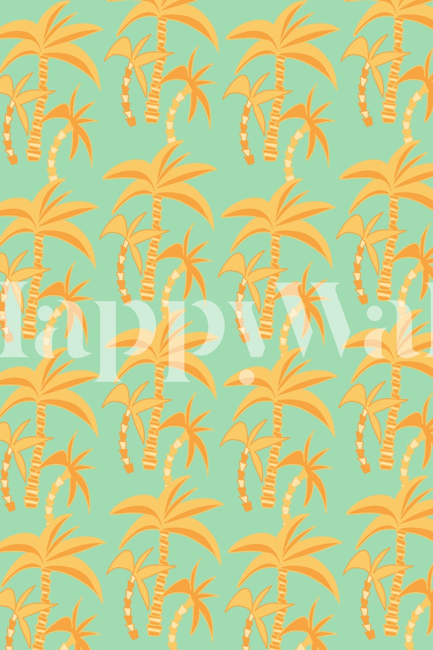 Retro palm wallpaper design in a room