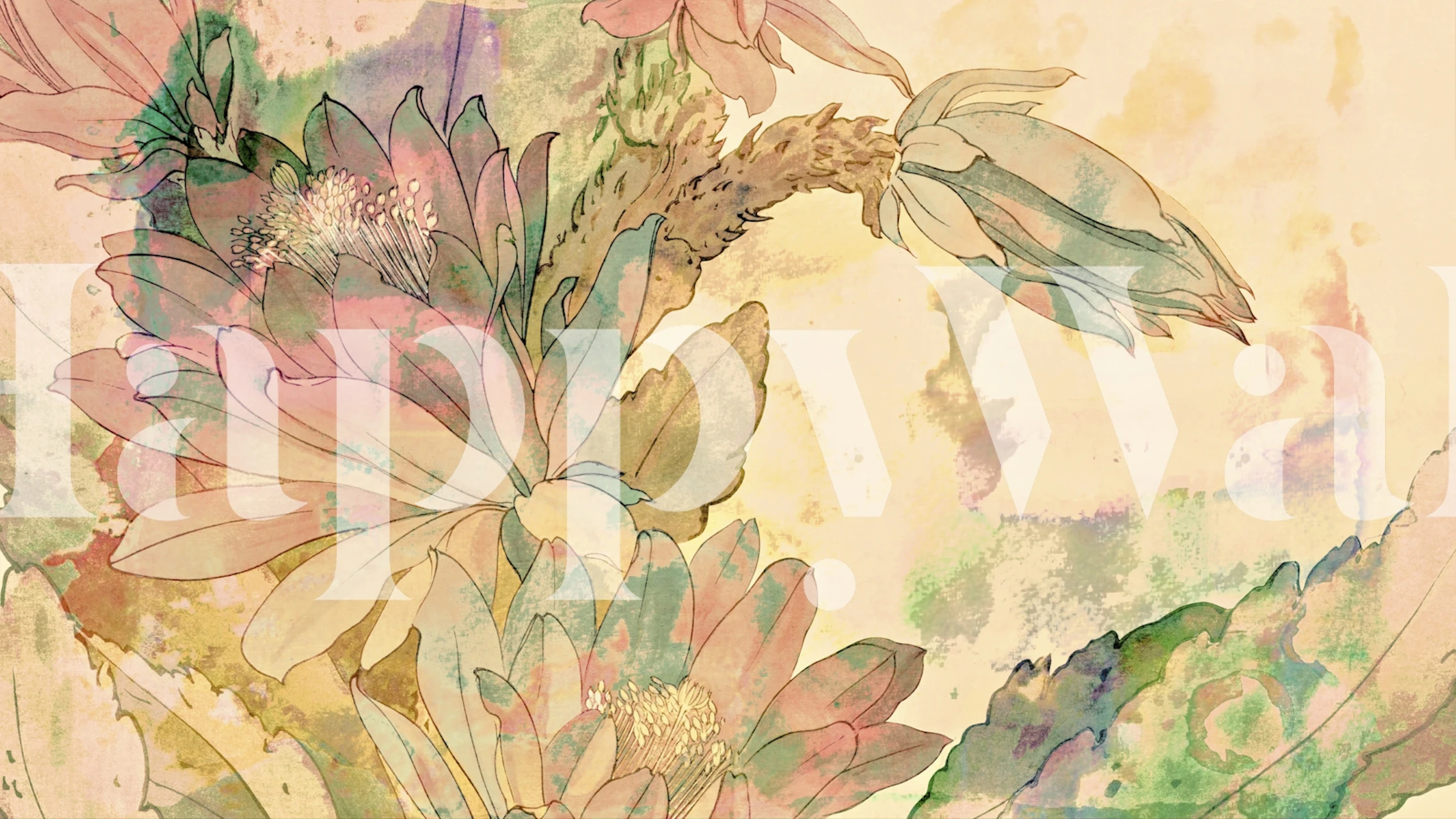 Papel tapiz Japandi Flowers en un ambiente