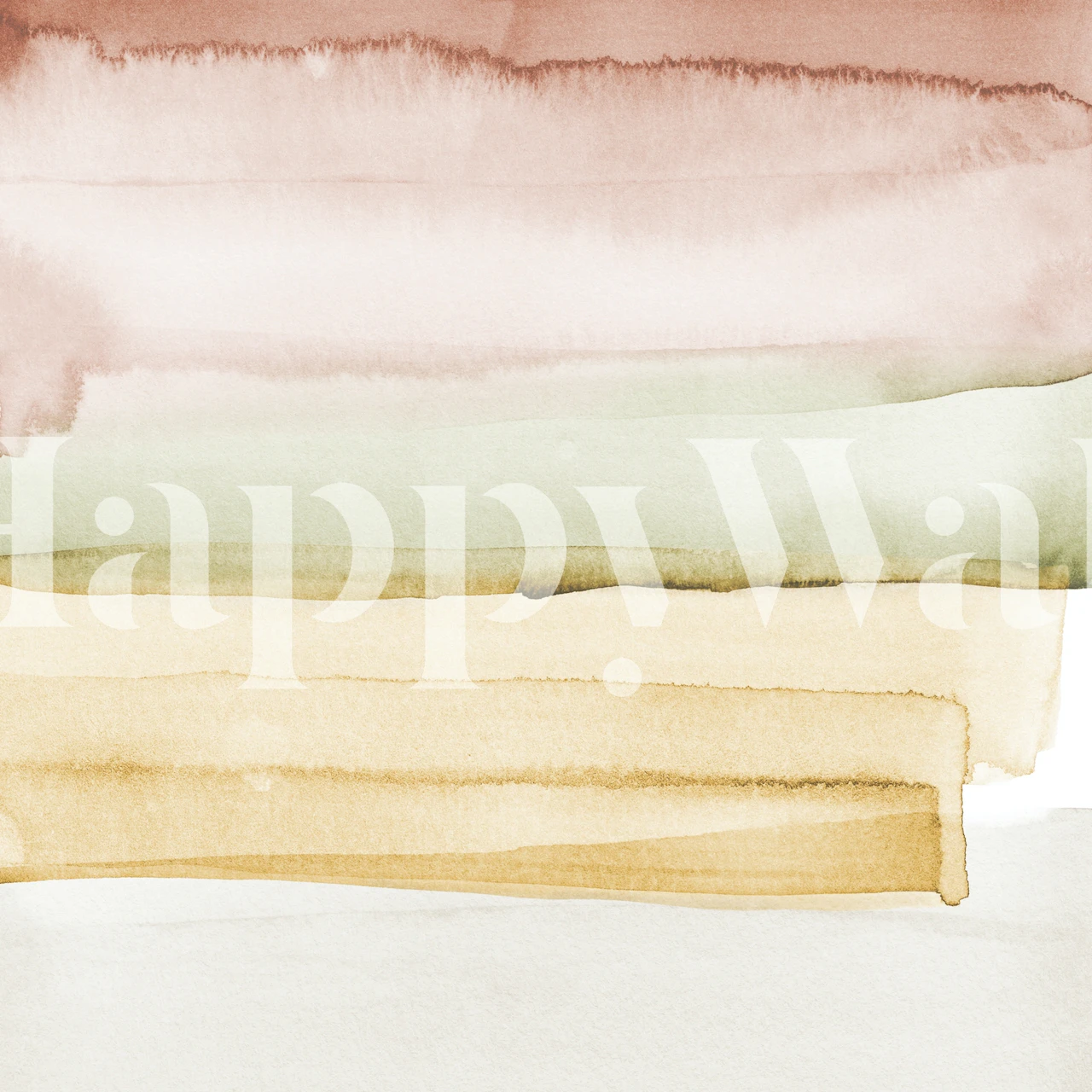 Watercolor stripes in soft earth tones: pink, green, beige wallpaper