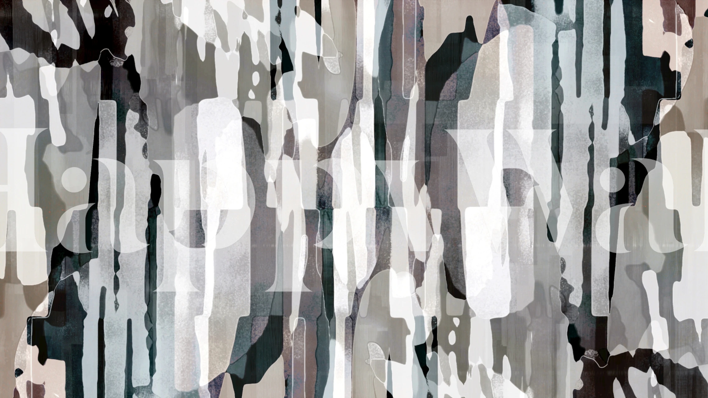Abstract brushstroke wallpaper in gray and beige hues with a modern design.