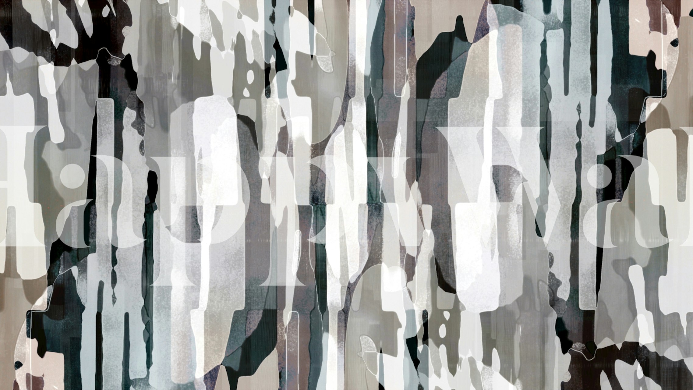 Abstract brushstroke wallpaper in gray and beige hues with a modern design.