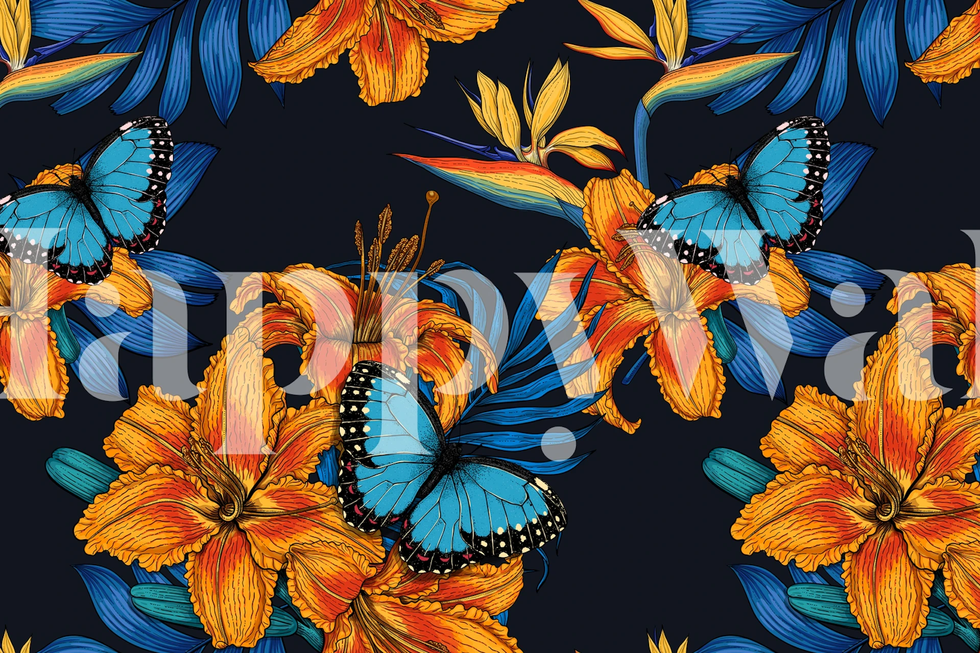 Tropical bouquet 10 tapetdesign i et rum