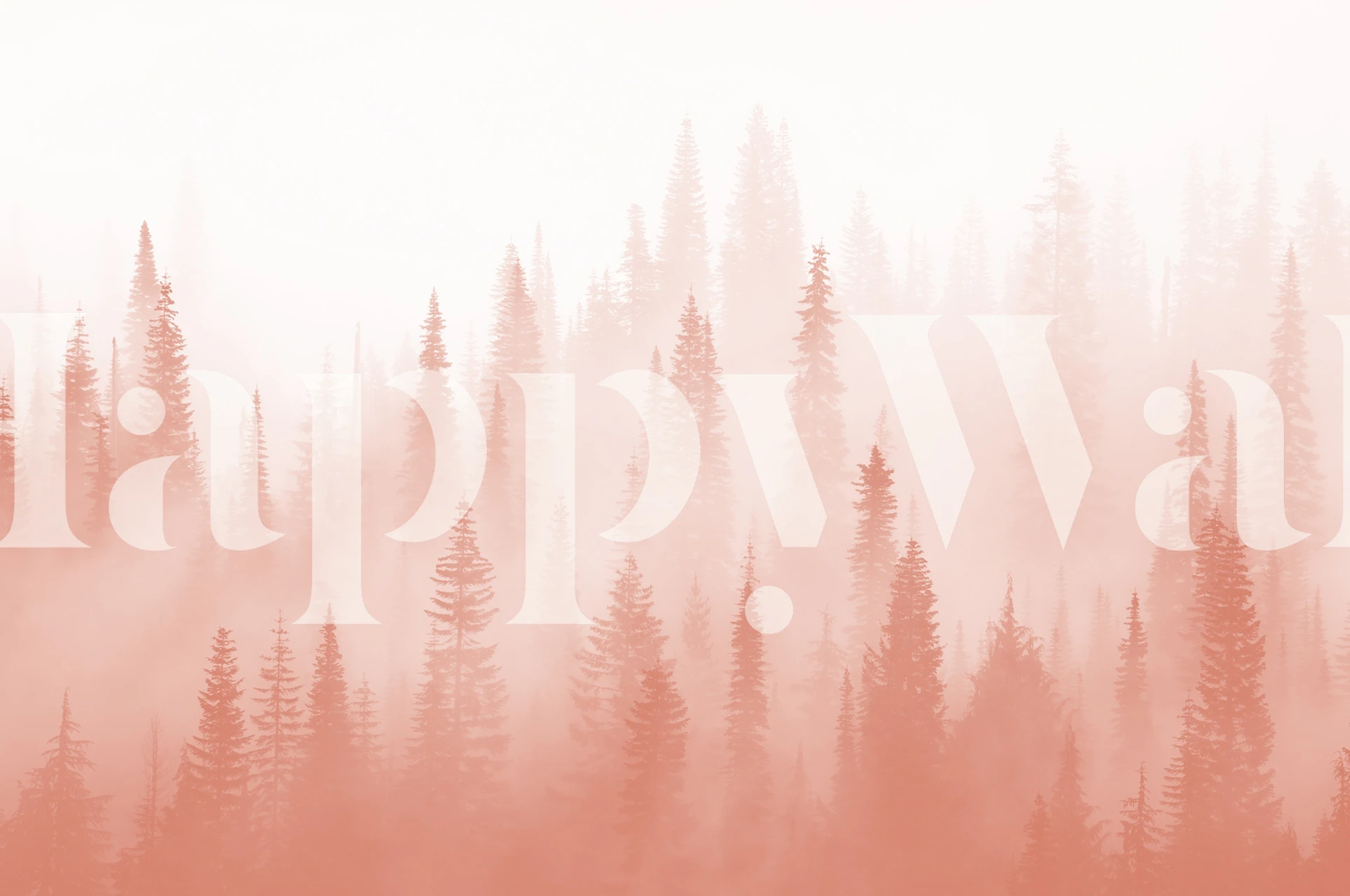 Misty forest with pink tones wallpaper