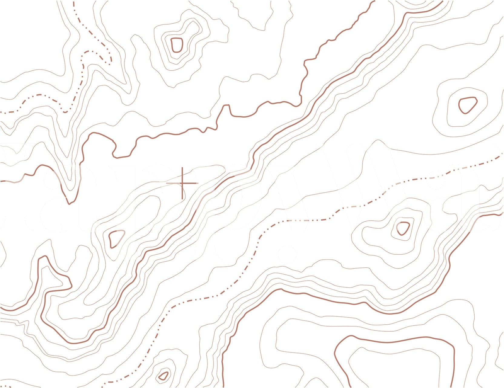 Red topographical map wallpaper in a room