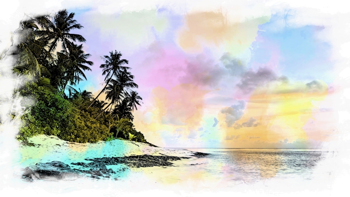 Caribbean Dream watercolour online (mounted)