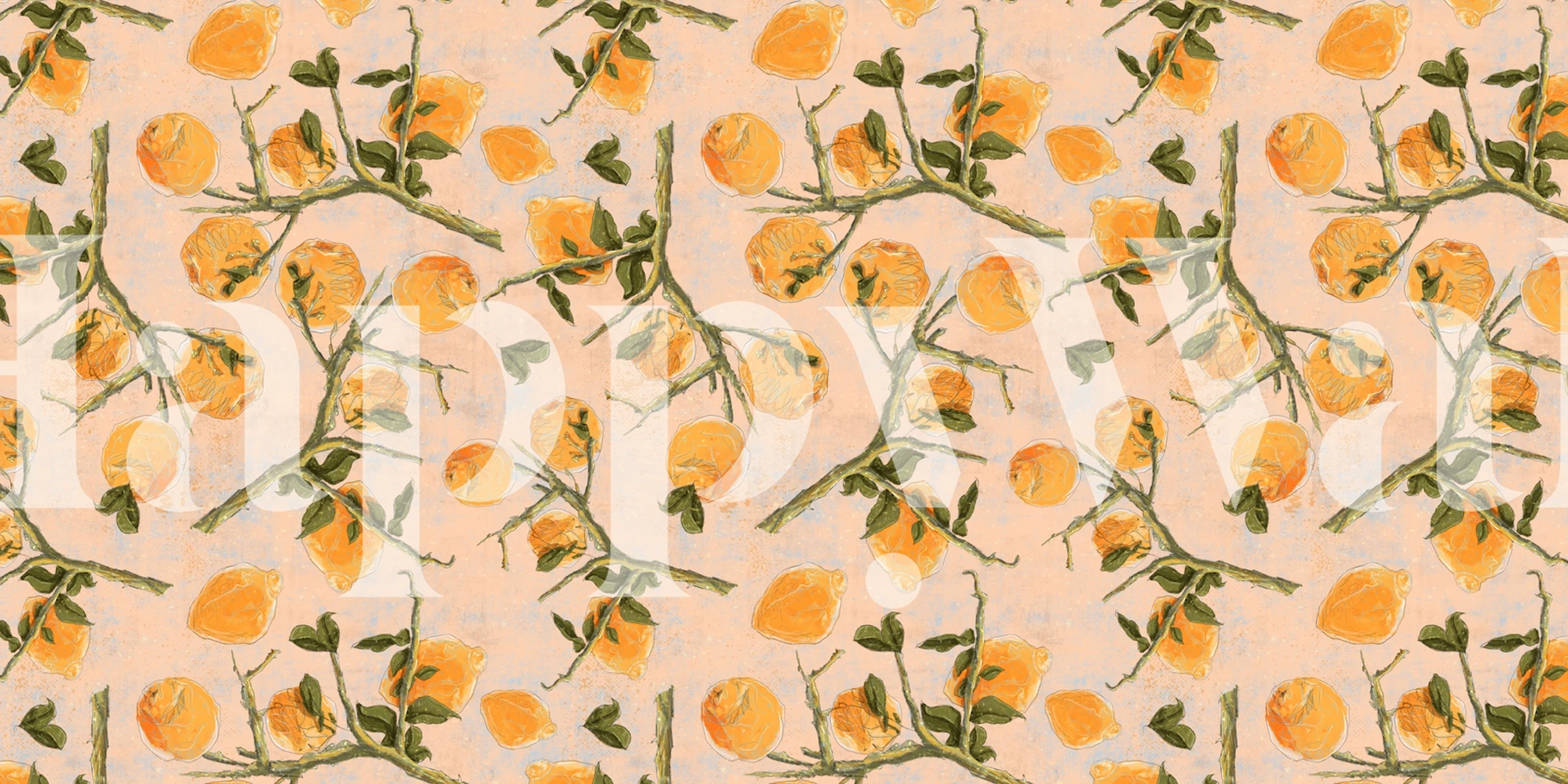 Lemon pattern wallpaper in a room