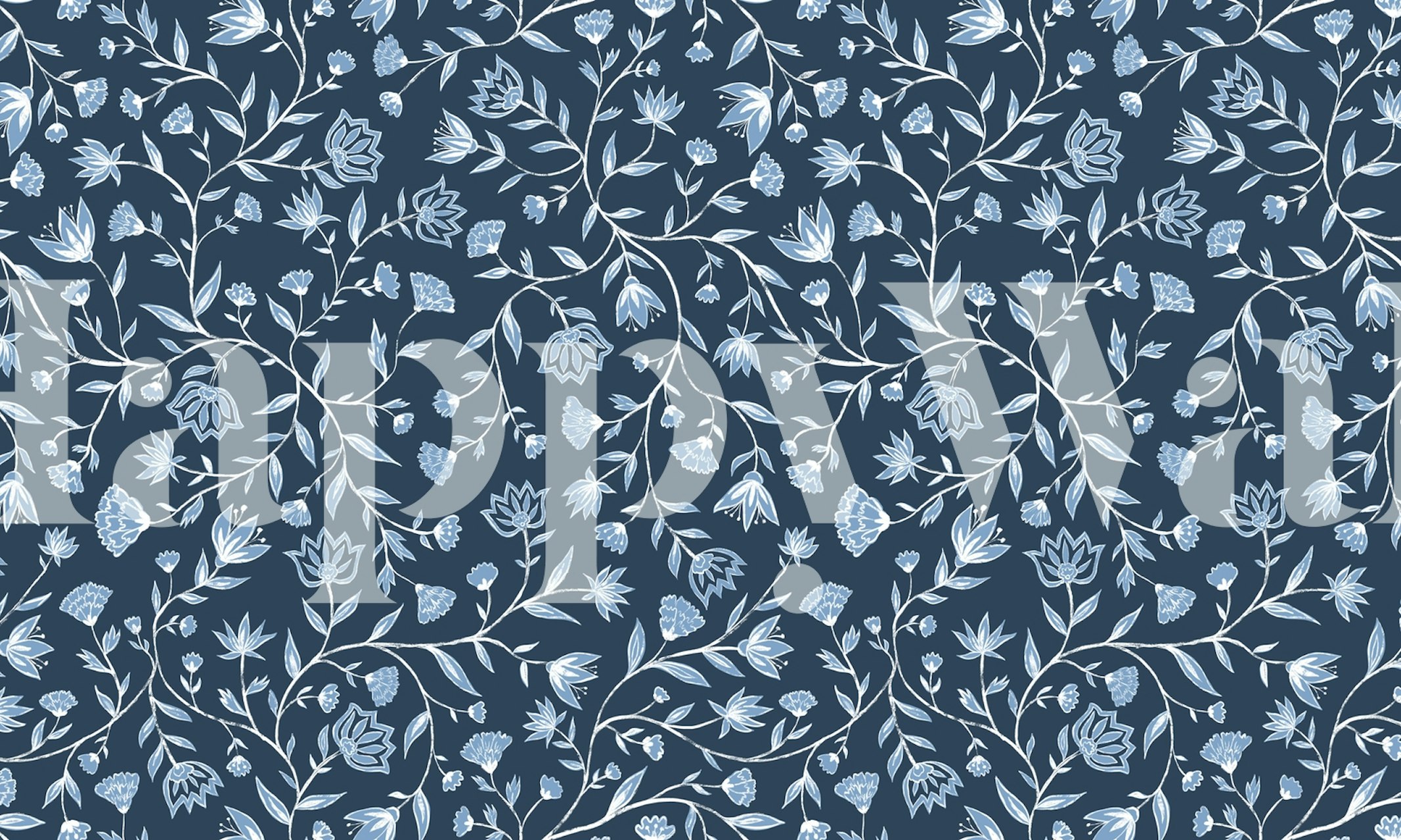 Papel de parede Innessa Floral Indigo em um quarto