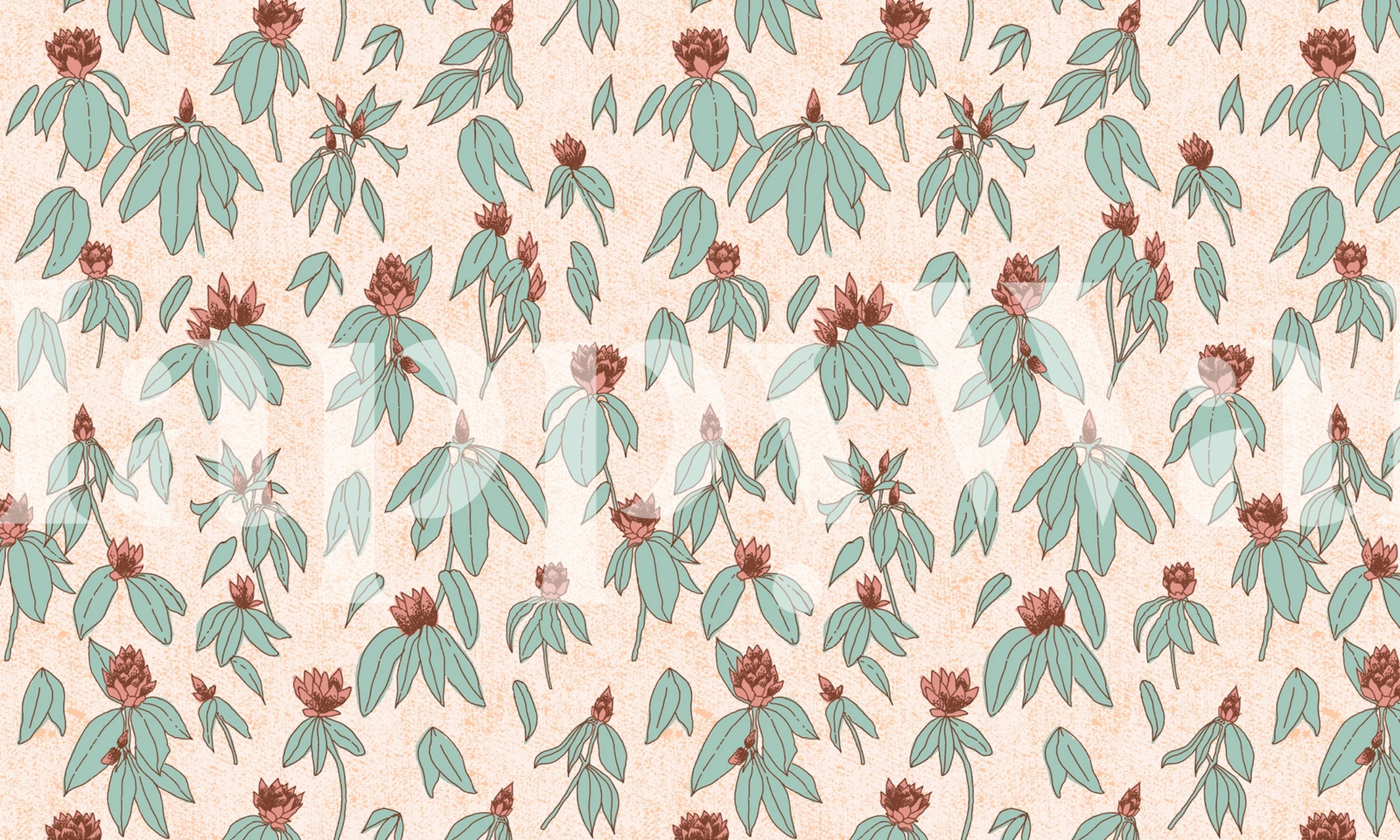 Leila Floral Wheat Tapete in einem Raum