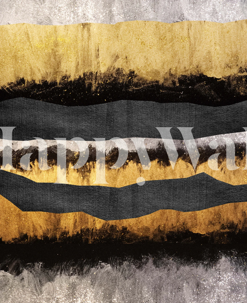 Fotomural ola oceánica abstracta dorada y azul marino