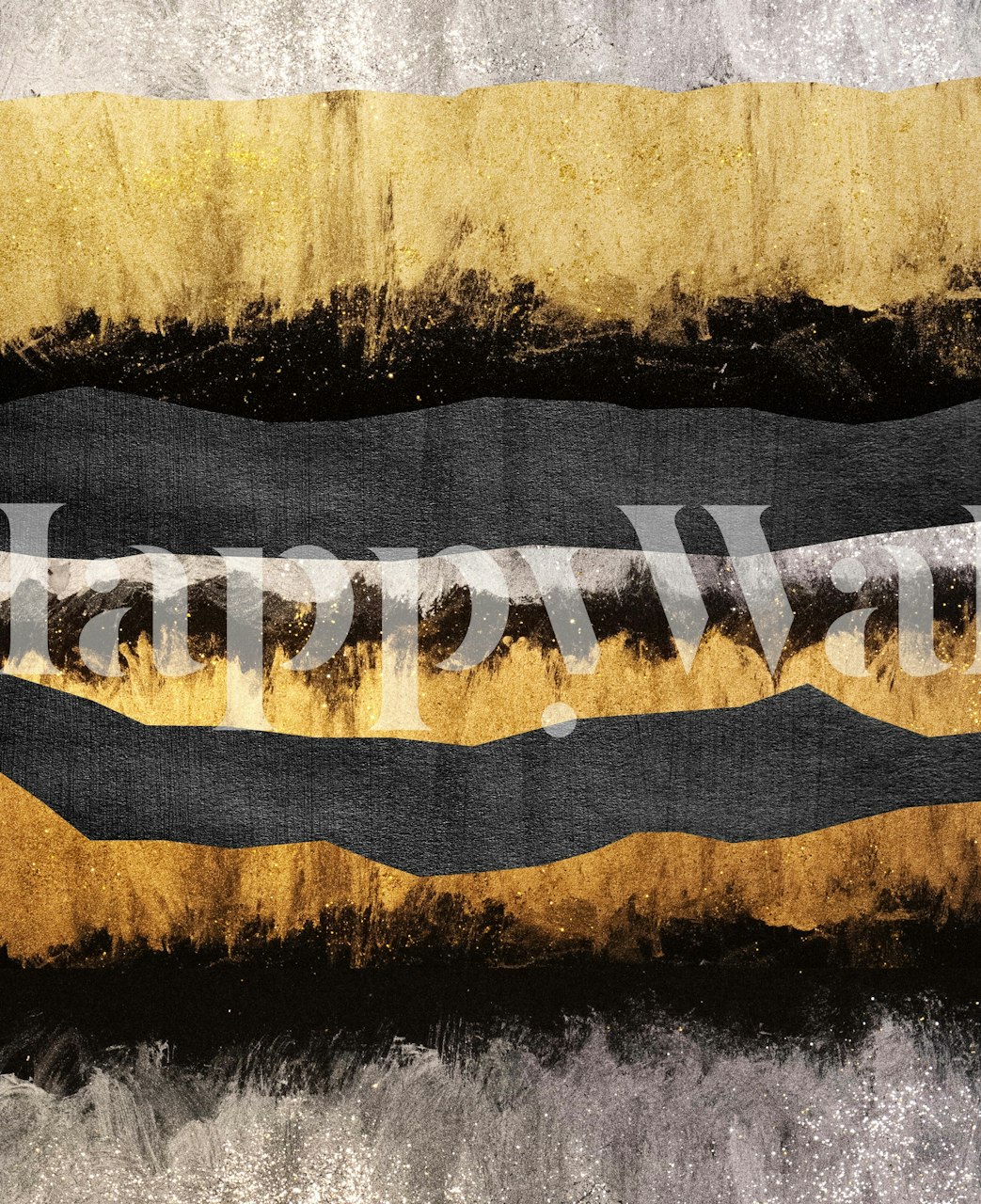 Abstract golden and navy ocean wave wall mural