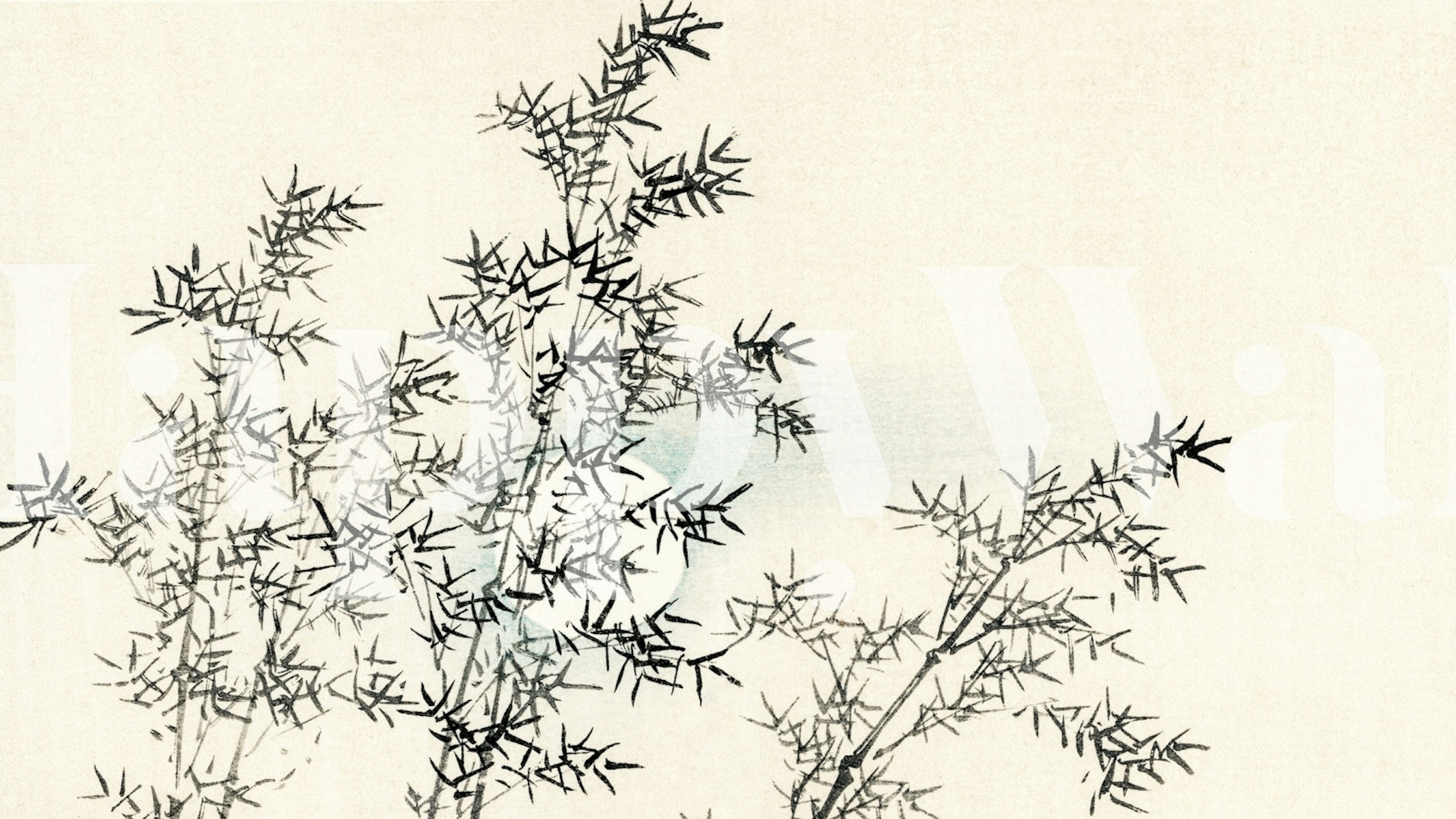 Japoński bambusowy mural w minimalistycznym stylu atramentowym na teksturowanym tle