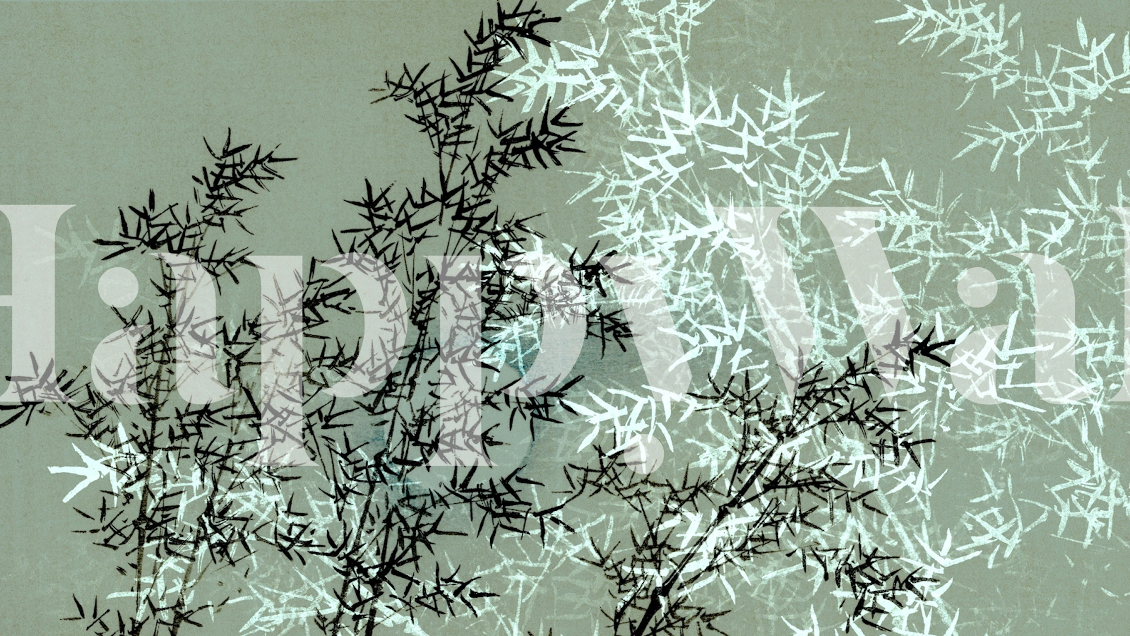 Green Japanese Bamboo Wall Mural with serene bamboo grove design