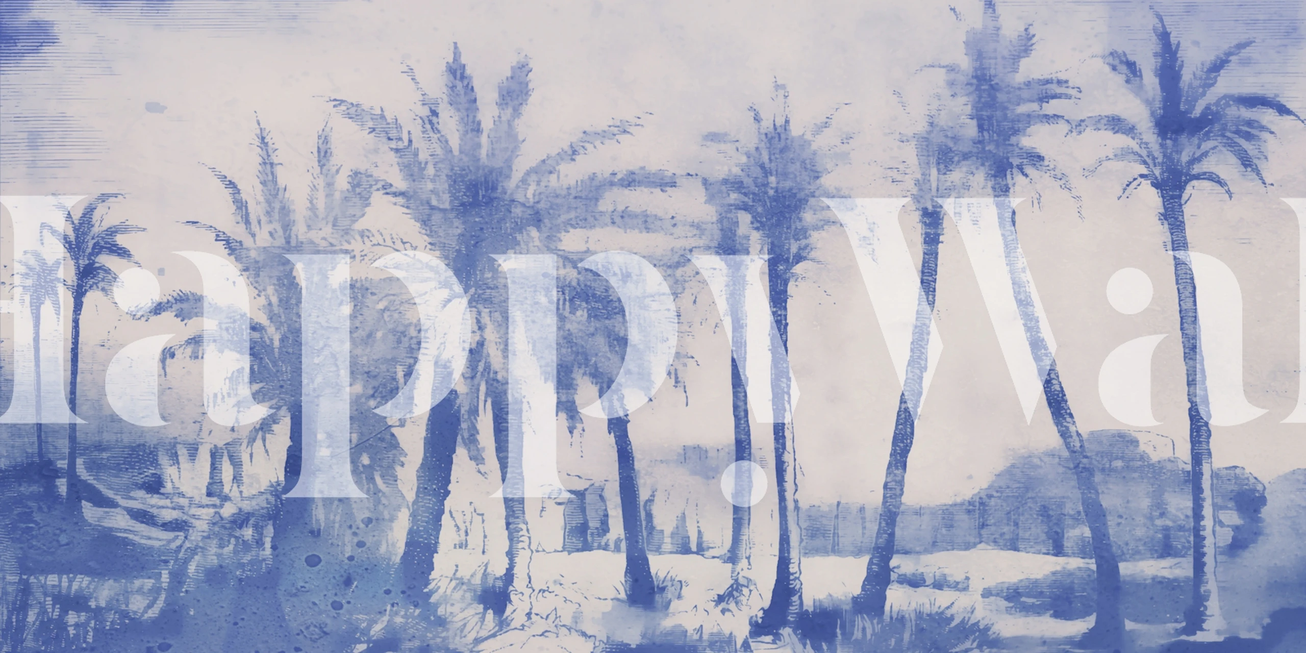 Vintage-style sketch of palm trees wall mural