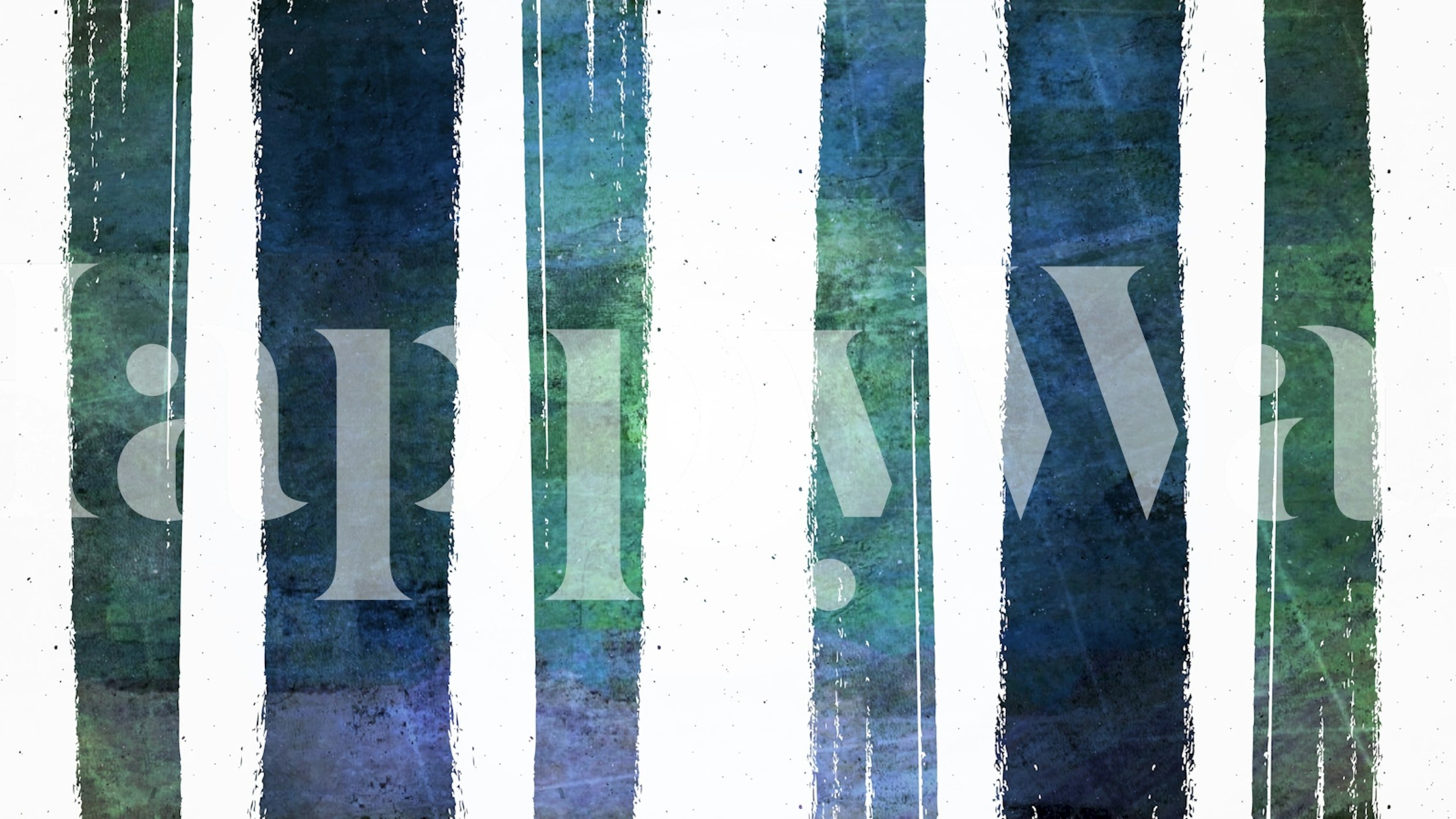 Vertical emerald and blue watercolor striped wallpaper