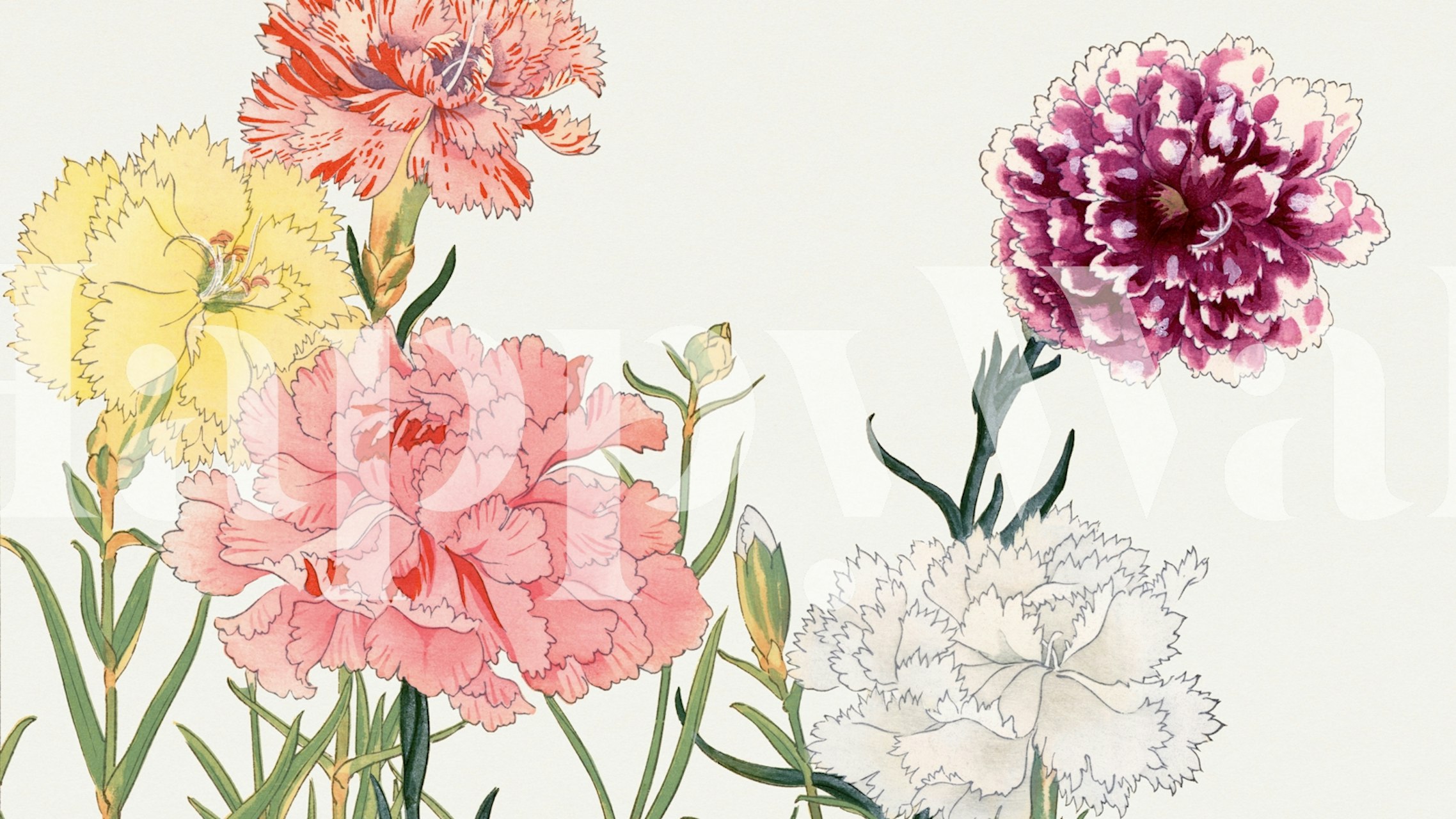 Ευανάγνωστος σχεδιασμός άνθινης ταπετσαρίας, παρουσιαζόμενος σε ένα δωμάτιο