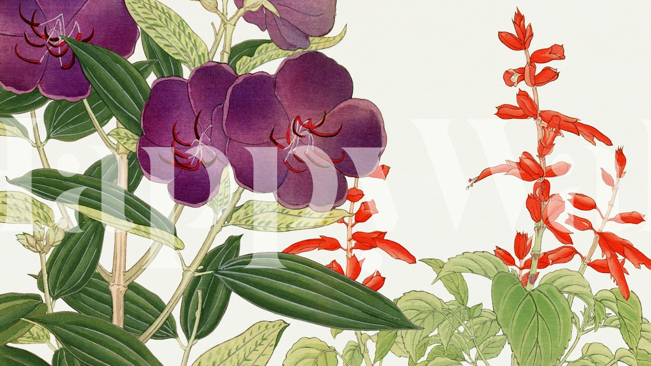 Exotic Japan Floral wallpaper in a room