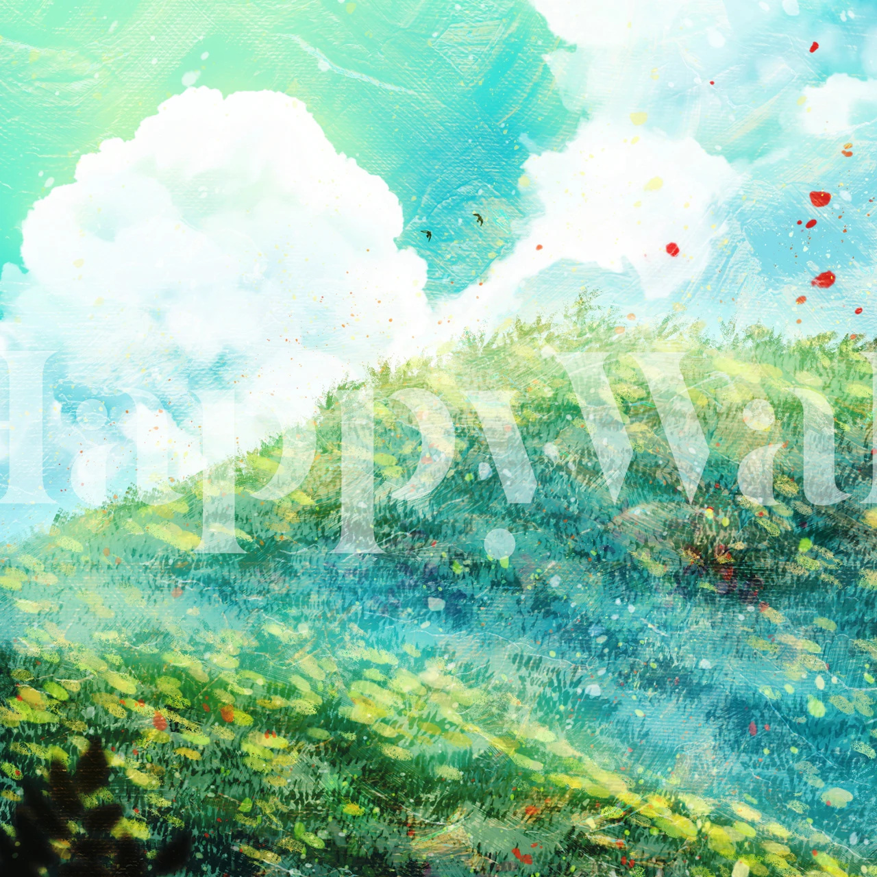 Frodige grønne bakker og klar blå himmel i The Green Meadow Hills fototapet