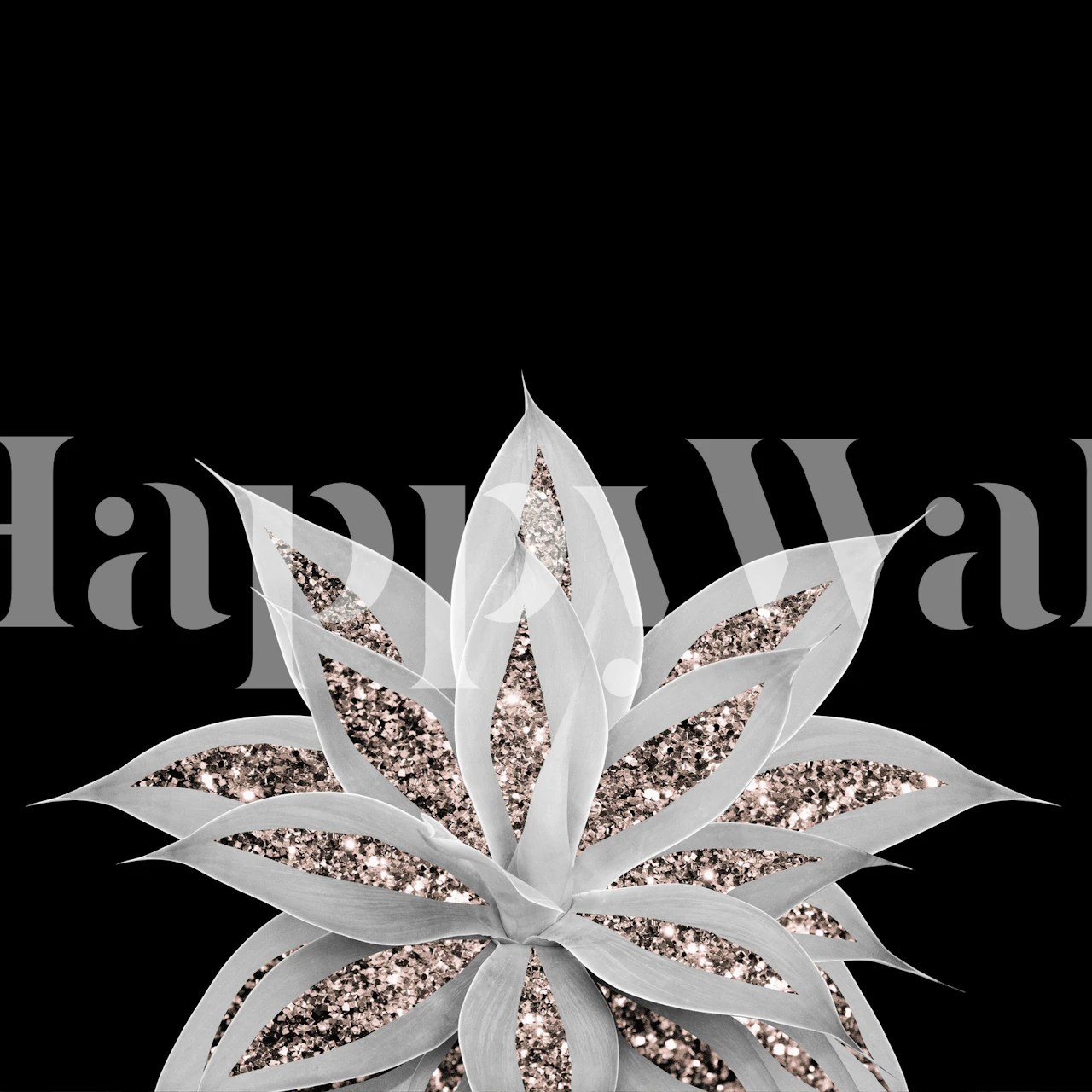 Agave Rose Gold Glitter 2 wallpaper in a room