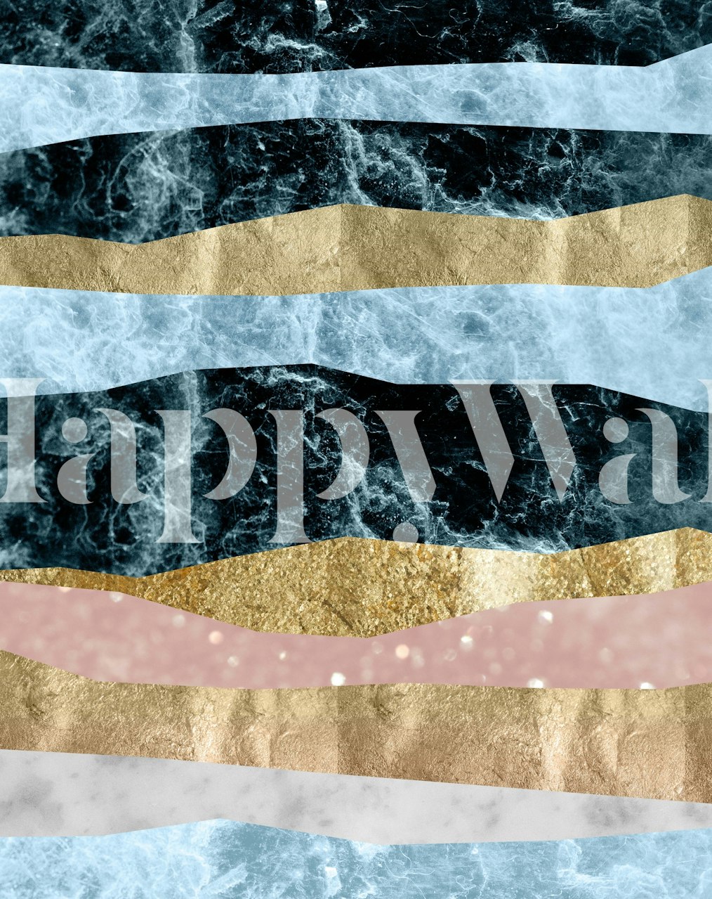 Papier peint mural vague océan abstrait bleu et or