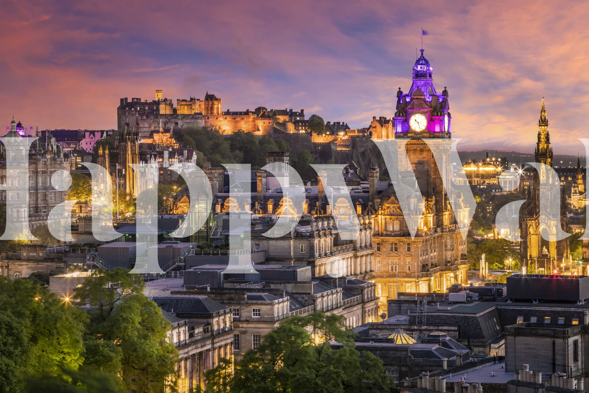 Fantastisk solnedgang tapet i et rom