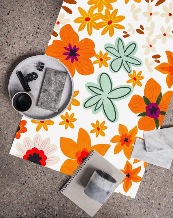 Simple floral garden wallpaper roll