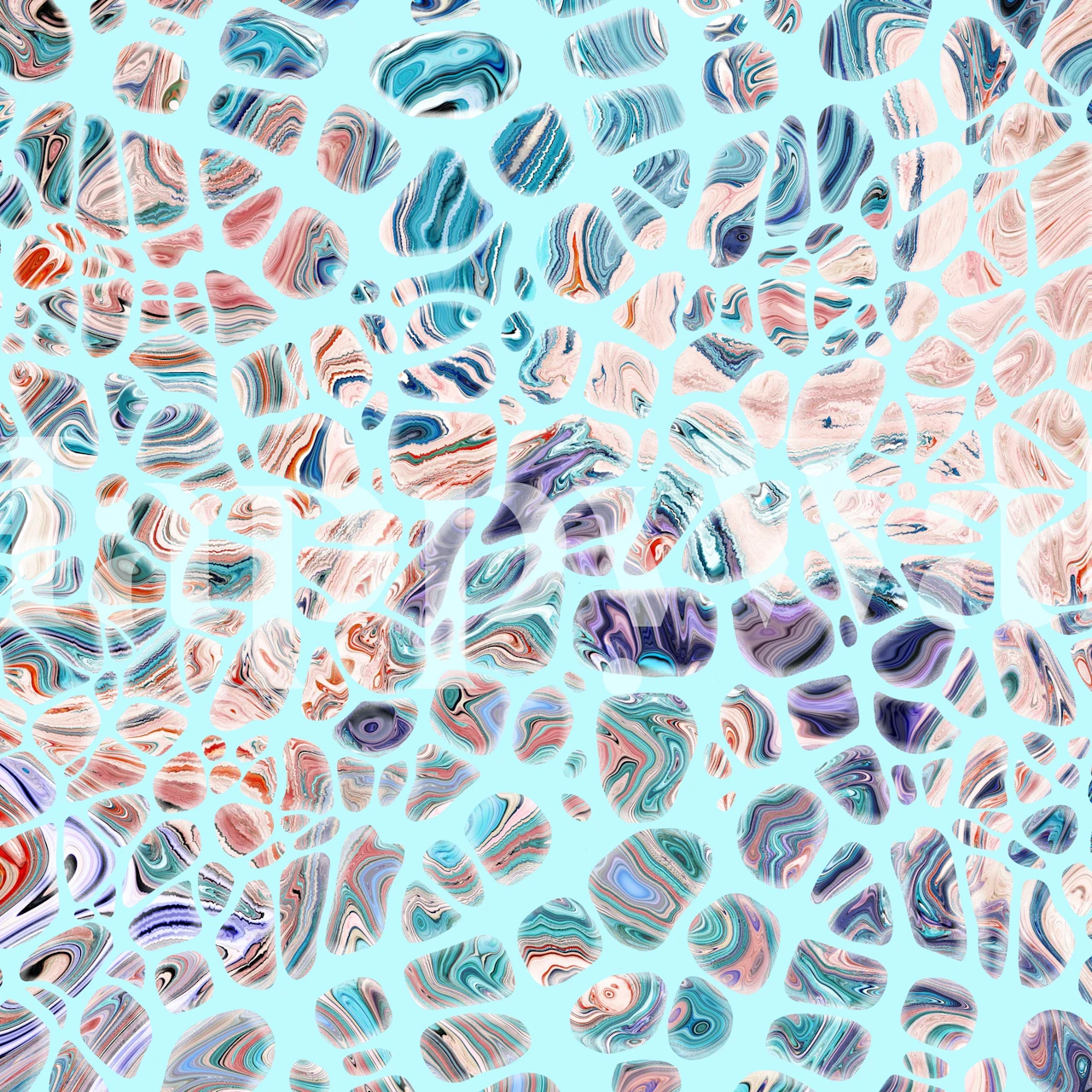 Blue abstract swirl patterns in soft pastel tones wallpaper