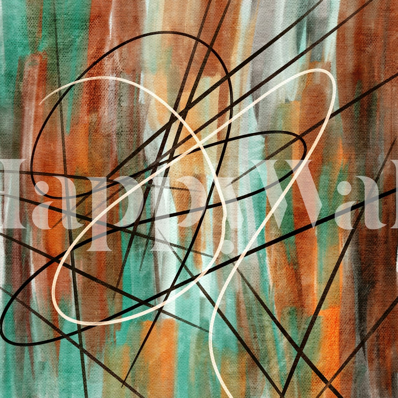 Colorful scribble wallpaper in a room