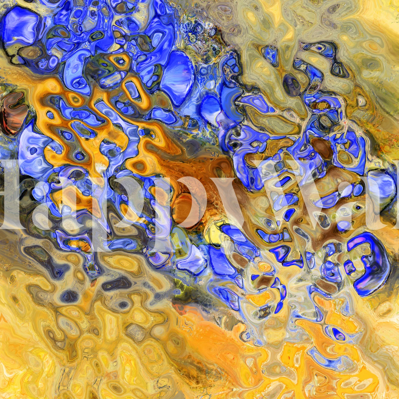 Colorful abstract blue and orange swirls wallpaper