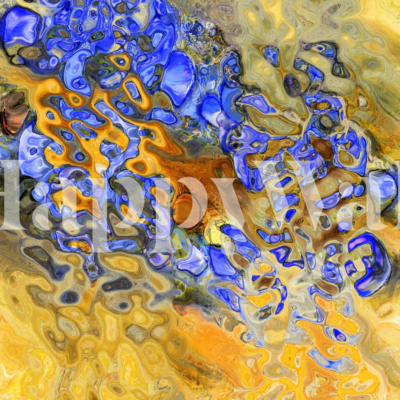 Colorful abstract blue and orange swirls wallpaper