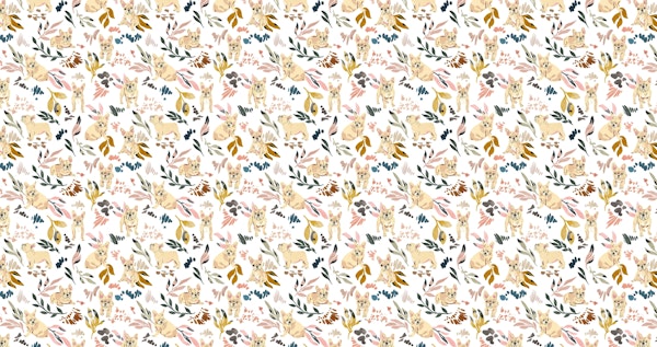 Puppies in nature brushstrokes