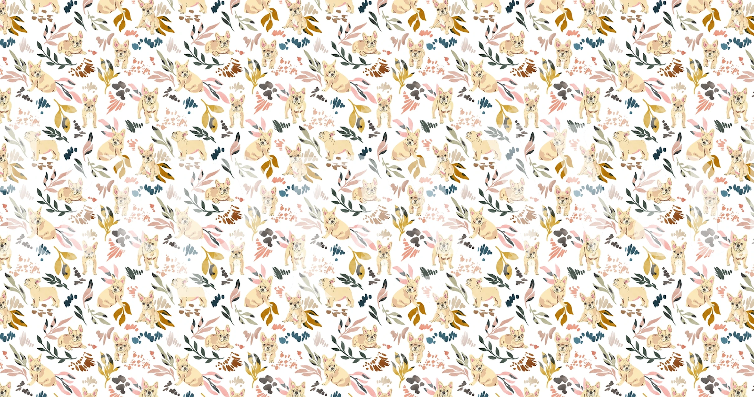 Puppies in nature brushstrokes dizajn pozadine