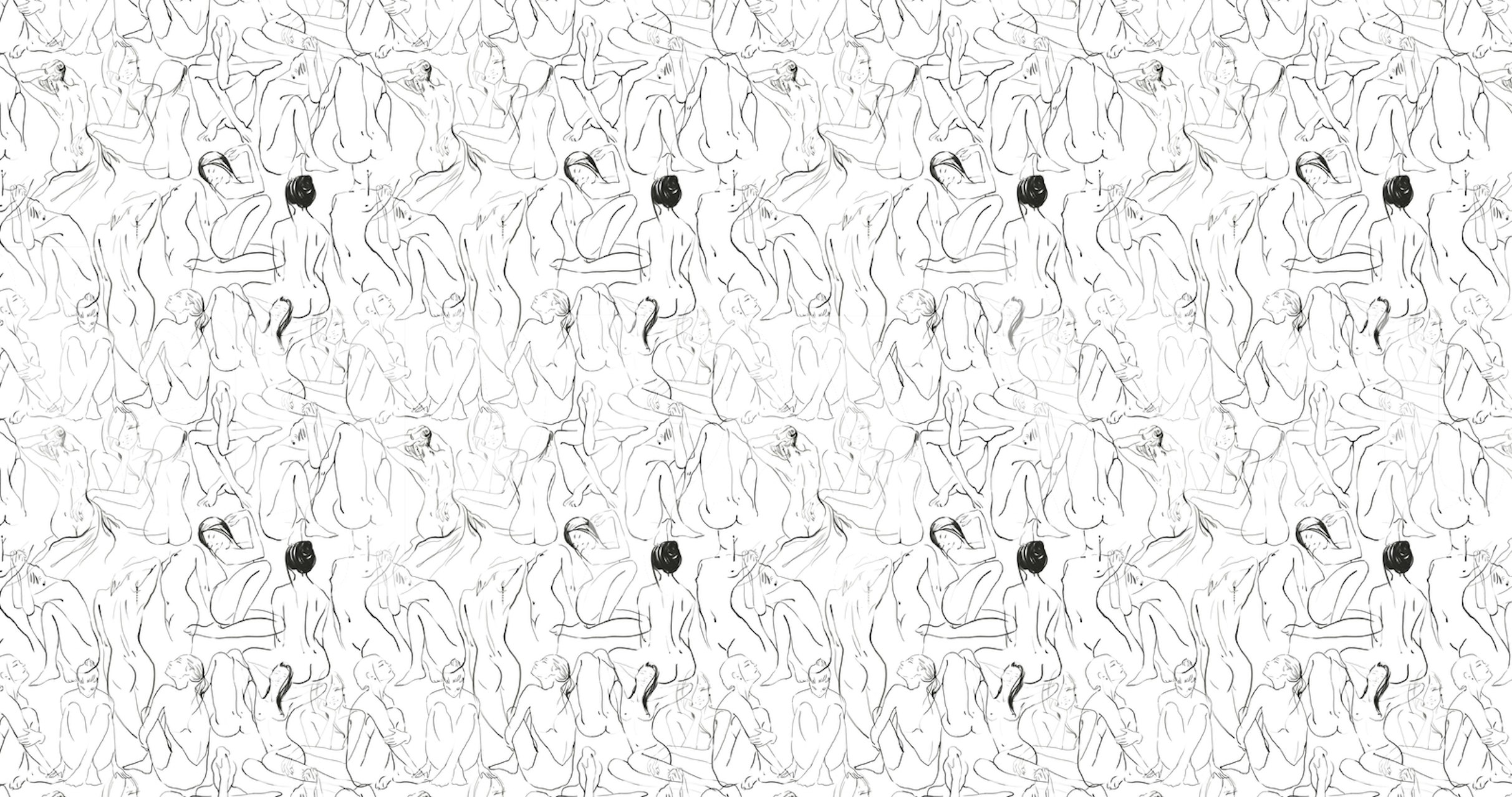 Line art wallpaper med kvinner i ulike poseringer